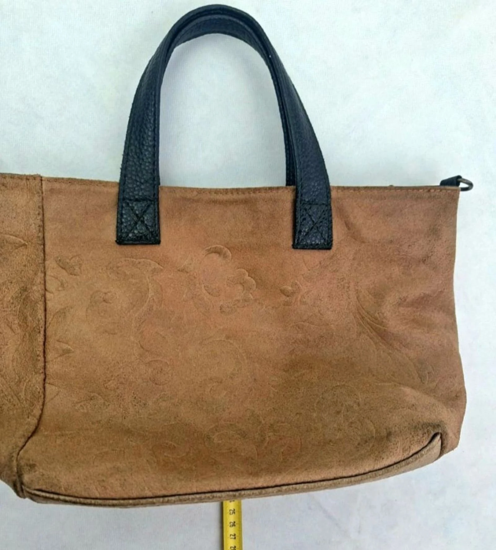 Bolsa de mão em couro genuíno vintage retro Y2k anos 90 em relevo floral Itália – photo 9